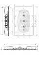 Hansgrohe Kopfbrause mit mehreren Auslässen, ovaler Form und Befestigungspunkten, dargestellt in technischen Zeichnungen von verschiedenen Ansichten und Abmessungen.